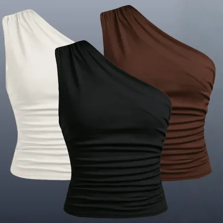 Kit 2 Blusa Feminina Elegante Mula Manga Assimétrica Casual Preto+marrom G