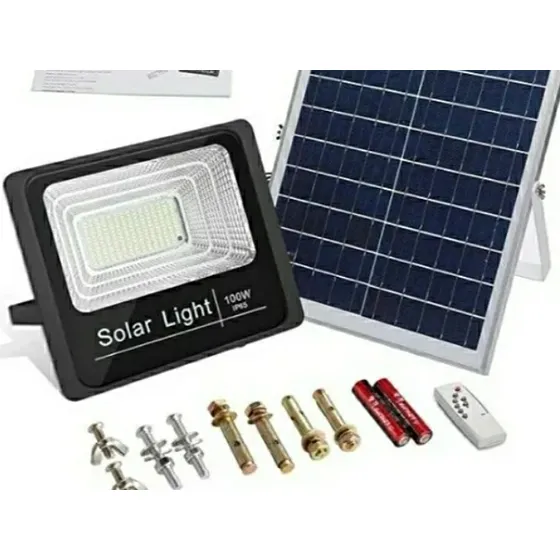 Reflector Led 100w. Con Panel Solar Y Control. Ip65