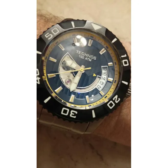 Relógio Technos Acqua Automático Titanium E Safira - 1000mts