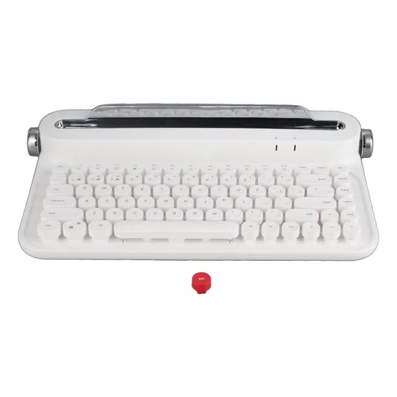 Teclado Bluetooth Vintage De 86 Teclas Portátil Branco