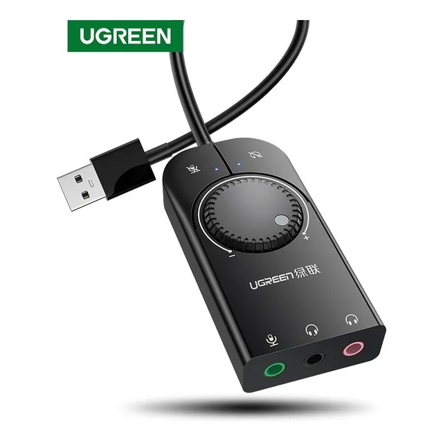 Tarjeta de sonido USB Ugreen CM129 color negro