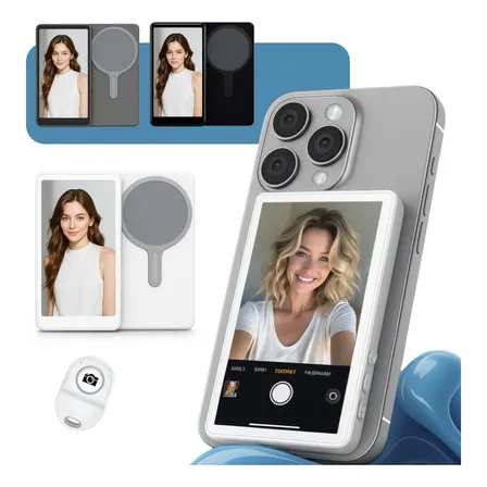 Tela Celular Magnética Monitor Selfie Espelho Câmera Vlog Branco
