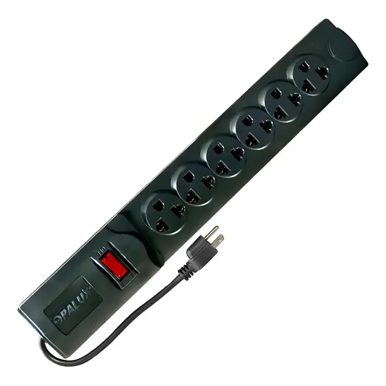 Supresor De Pico Opalux 6 Tomas Con Cable 90cm - Mihaba Color Negro | Cuotas sin interés