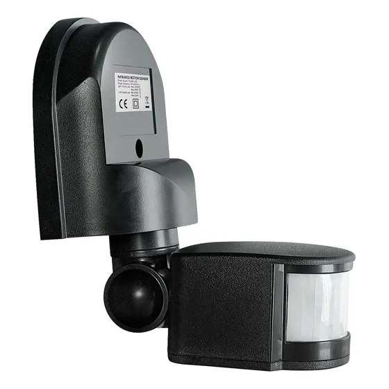 Sensor Movimiento Pir 1200w H Y V 180° Ajustarb Tiempo Y Luz Color Negro
