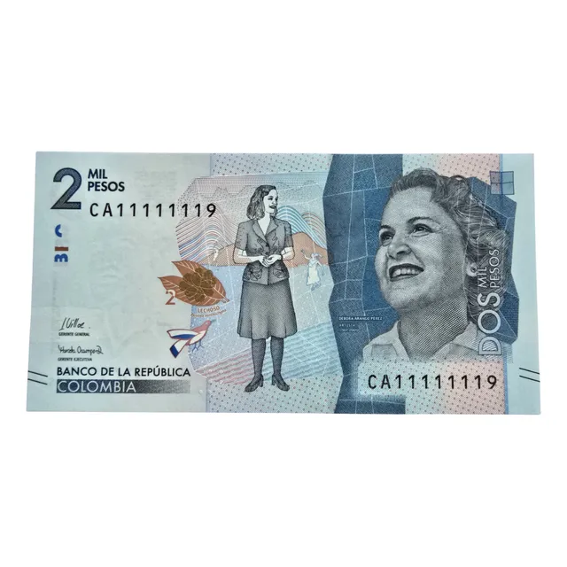 Billete Colombiano 2000 Pesos Unc - Serial Cometa Ca11111119