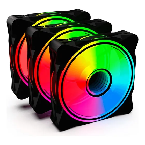 Kit Com 3 Fans One Power Radiant X3 Argb 120mm Preto LED RGB