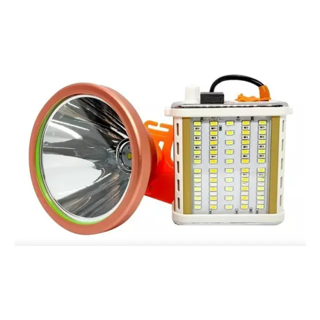 Foco Doble Para Cazar Acampar Minera Power Banck Luz Blanca