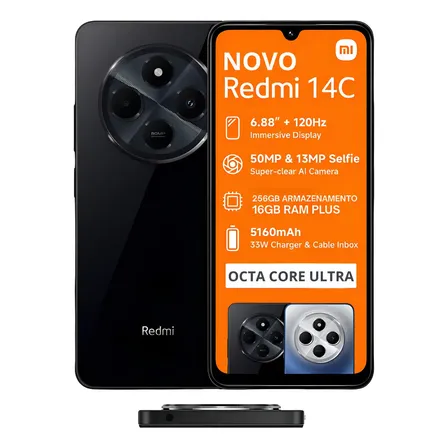 Celular Xiaomi Redmi 14c 256gb 16gb Ram Dual Sim Cor Black