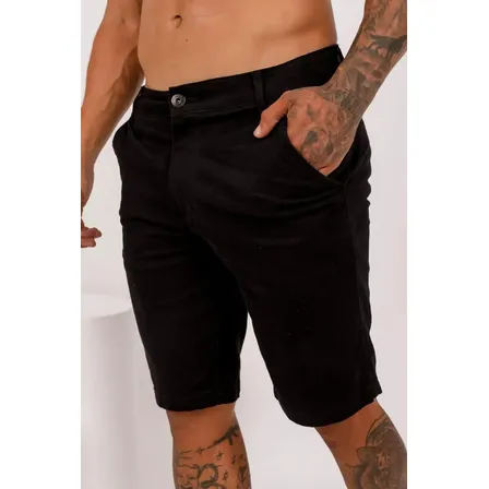 Bermuda Alfaiataria Sarja Masculino Social Slim Com Elastano