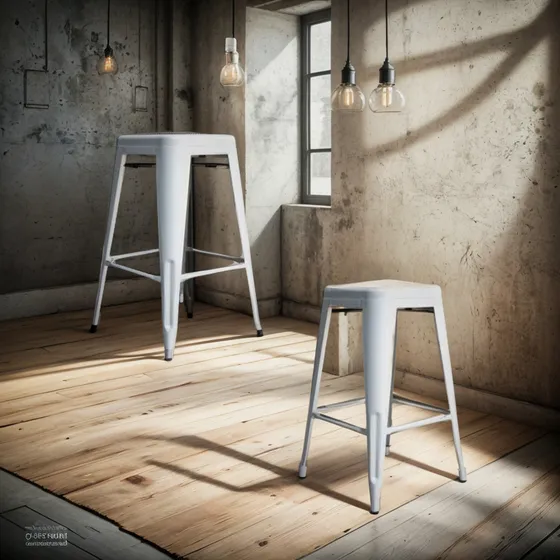 Banqueta Tolix Clásica 65 Cm Altura Color Blanco Mate X2 