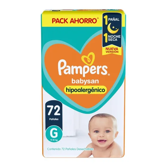 Pañales Pampers Babysan Hipoalergenico Talle G X72 Unidades