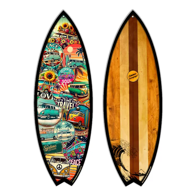 #17 - Cuadro Decorativo Tabla Surf Volkswagen Van Hippie Mar