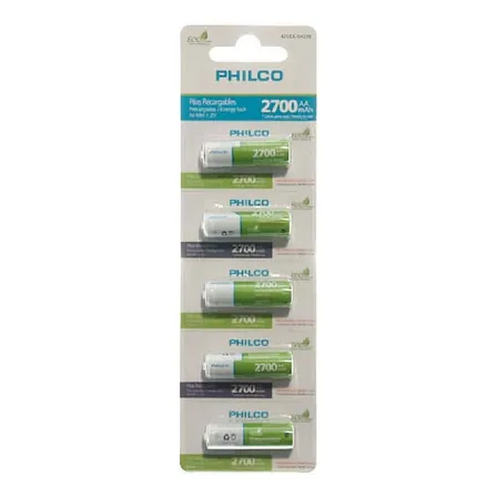 Pilas Recargables Philco Aa 2700 Mah Pack 5 Baterias, 1,2v
