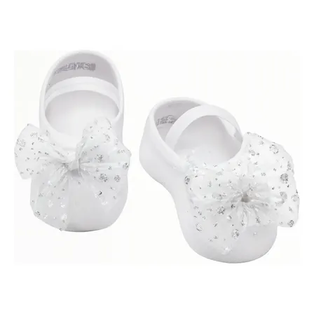 Meia Sapatilha Batizado Branco Laço Bebê 0-12 Meses Puket Branco Liso 9 A 12 Meses