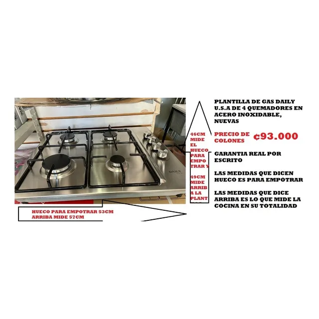 Plantilla De Gas De Empotrar De 4 Quemadores  Daily U.s.a.  