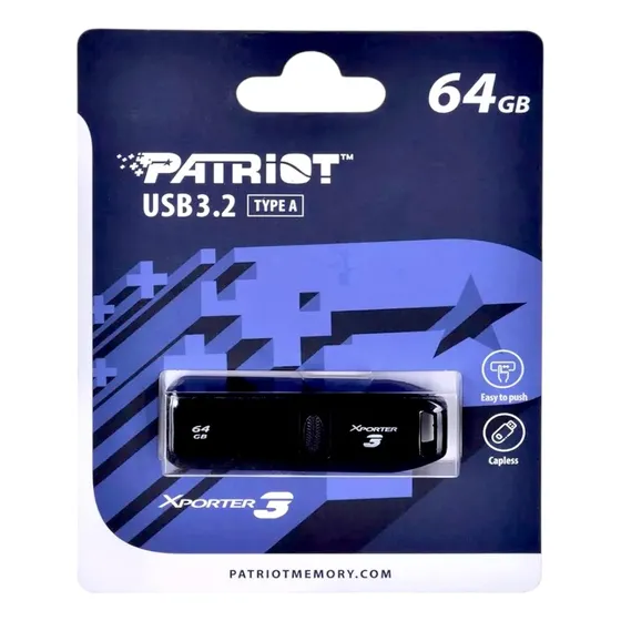 Pendrive 64gb Xporter 3 Black Usb 3.2 Type A Patriot