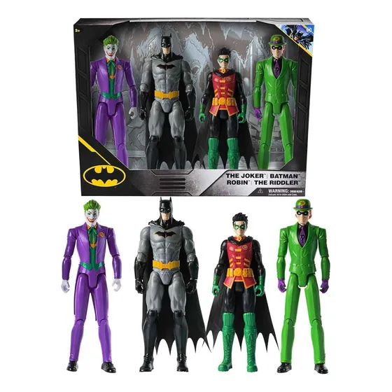 Kit Bonecos Dc Heróis E Vilões Batman Robin Charada Coringa