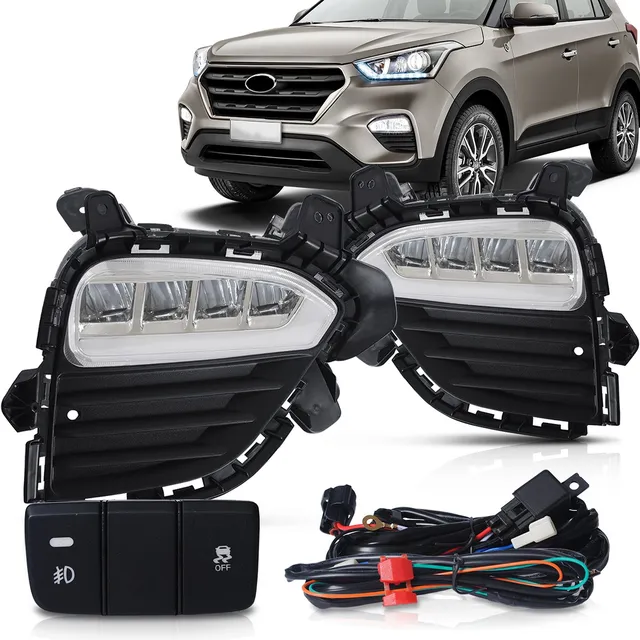 Kit Farol Auxiliar Neblina Creta 2017 2018 2019 4 Led