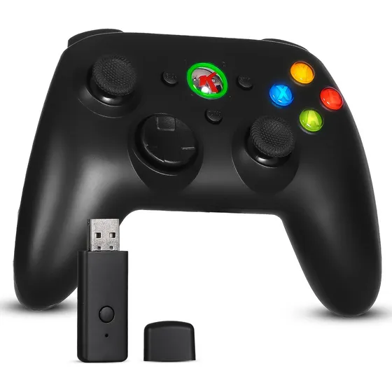 Controle Sem Fio Para Xbox 360 E Computador Recarregável Cor Preto Knup GM034