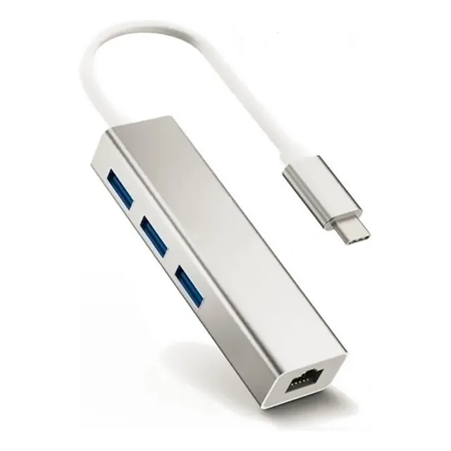 Adaptador Tipo C A Rj45 + 3 Puertos Usb 3.0 Mac Windows
