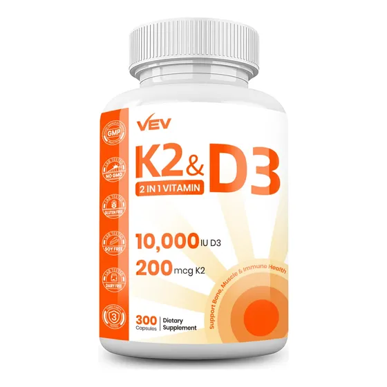 Suplemento Vev De Vitamina D3 K2, 10 000 Ui De Vitamina D3, 