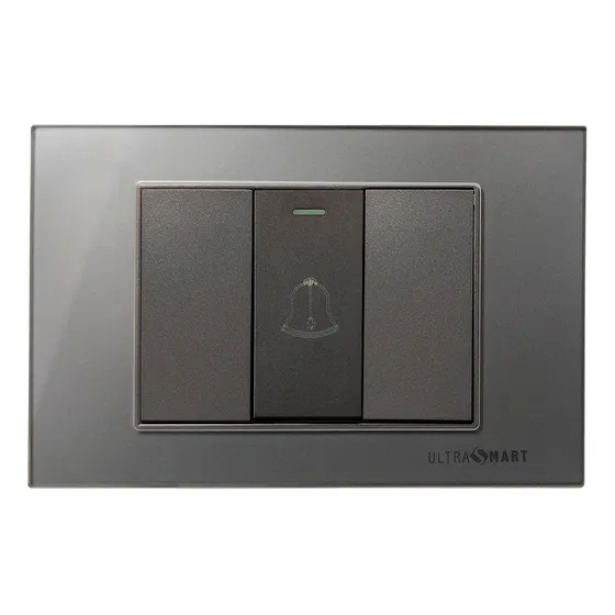 Interruptor Pulsador Timbre Crystal Grey / Ultrasmart Color Gris Oscuro