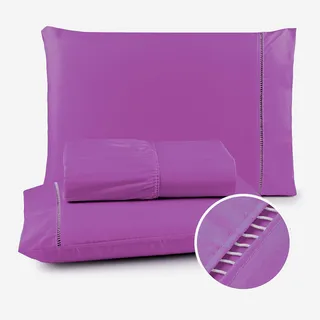 Lençol Queen Com Fronha Ponto Palito Texfine Macio C/ Elastico 3 Peças Uva Lençol Queen Com Fronha Ponto Palito Texfine Macio C/ Elastico 3 Peças Uva