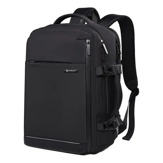 Mochila Valija Viaje Notebook 23l Hardley Bolsillo Seguridad Color Black Diseño De La Tela Liso