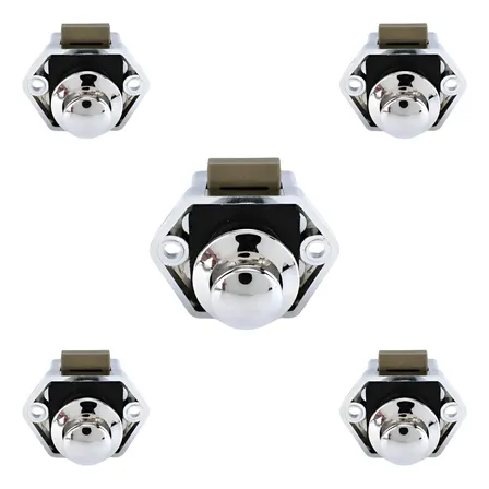 5 Trava Push Lock Motorhome Trailer Armários  Cromada 20mm Prateado