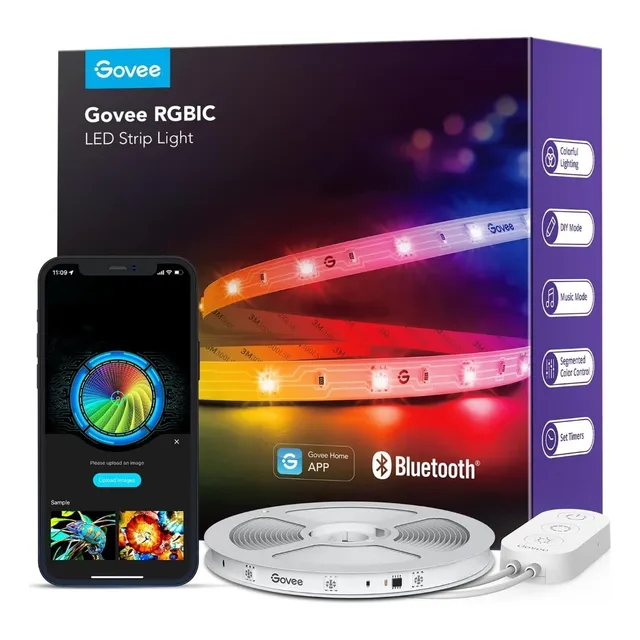 Govee Tira Luces Led Inteligentes Rgbic, 5 Mts, Bluetooth 