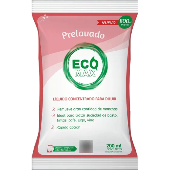 Sobre Ecomax Prelavado Quitamanchas Ropa Concentrado Mancha