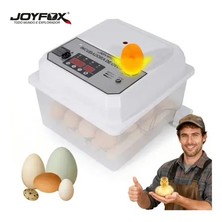 Chocadeira Incubadora Automática Para 24 Ovos Controle De Temperatura E Umidade Com Display Digital Fonte De Alimentação Dupla Joyfox 127v