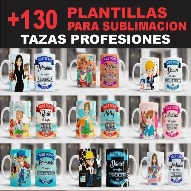 + 130 Plantillas Diseño Tazas Profesiones Para Sublimacion