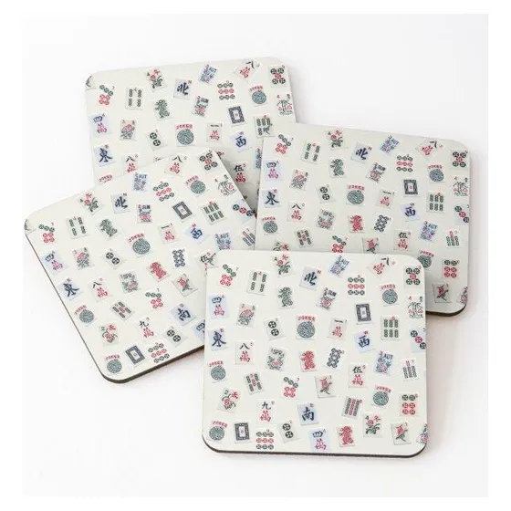 Set Posavasos Diseño De Fichas De Juego De Mahjong Calidad P