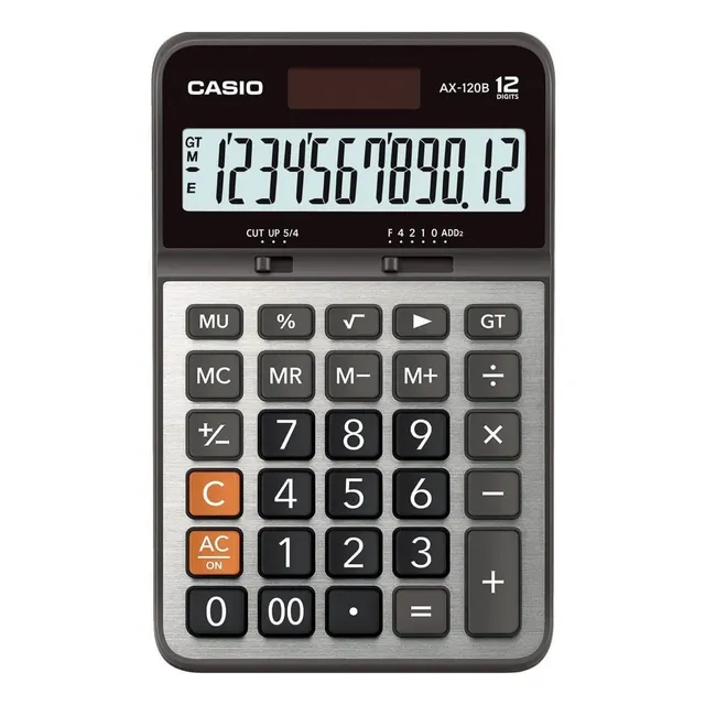 Calculadora De Escritorio Casio Ax-120b Gris 12 Dígitos