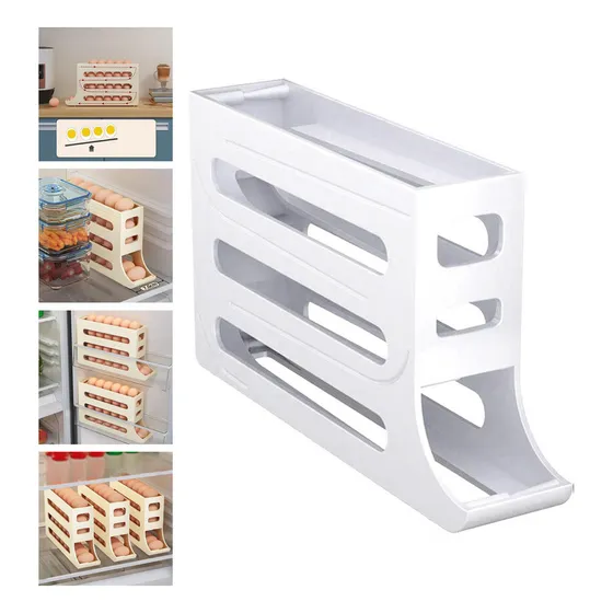 Dispensador De Huevos Bandeja Para Huevos De 4 Niveles Color Blanco
