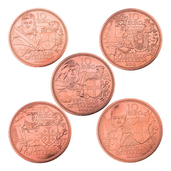 Coleção De Moedas De 10 Euros Da Áustria, Cavaleiros