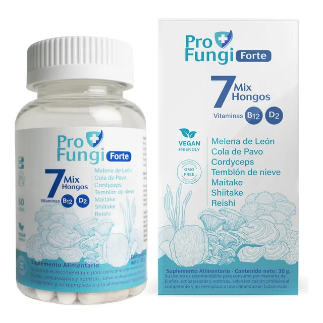 Pro Fungi Forte 7 Hongos + Vitamina B12 Y D Bio Swiss Lab