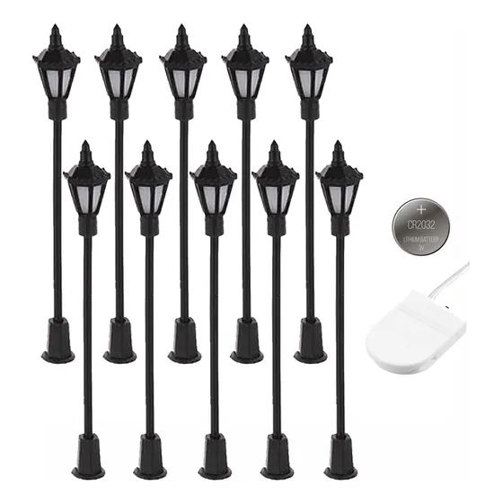 Kit 10 Miniatura De Postes Com Led Fiação Soquete Miniposte