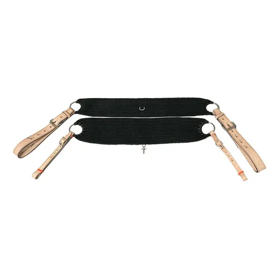 Conjunto Peitoral Cilha Cia Lã Cavalo Vaquejada Profissional Cor Preto