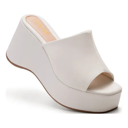 Tamanco Feminino Plataforma Anabela Blogueira Salto Grosso