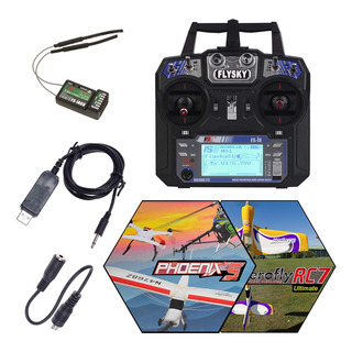 Rádio Flysky Fs-i6 Receptor Ia6b + Simulador Usb Aerofly Rc7 Rádio Flysky Fs-i6 Receptor Ia6b + Simulador Usb Aerofly Rc7