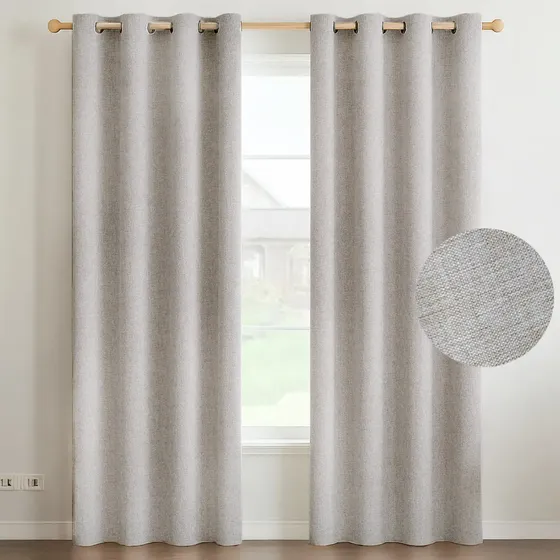 Cortina Blackout 100% Anti Luz, 2 Paños 140x220 Textura Lino Color Beige | Cuotas sin interés