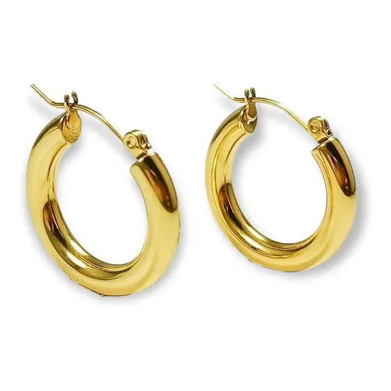 Argollas Aros Bote Minimalista Clasicas Hoop Chapada En Oro
