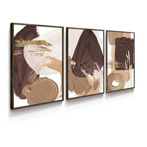 Kit 3 Quadro Decorativo Para Sala Abstrato Moderna Grande