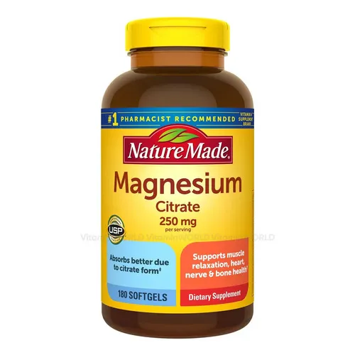 Nature Made Citrato Magnesio 250mg C/180 Softgels Sin Sabor Sin Sabor