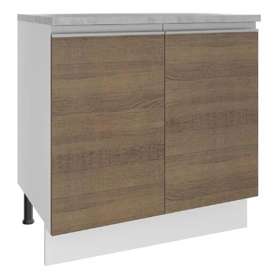 Gabinete Bajo Cocina Madesa 80cm 2 Puertas Color Blanco/Marrón