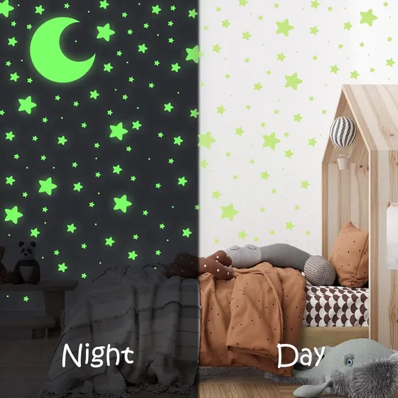 Set Estrellas  Brillan En Oscuridad Adhesiva Cuerto Ninos