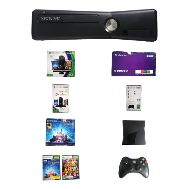 Consola Xbox 360 Slim + Caja + Kinect + 2 Juegos