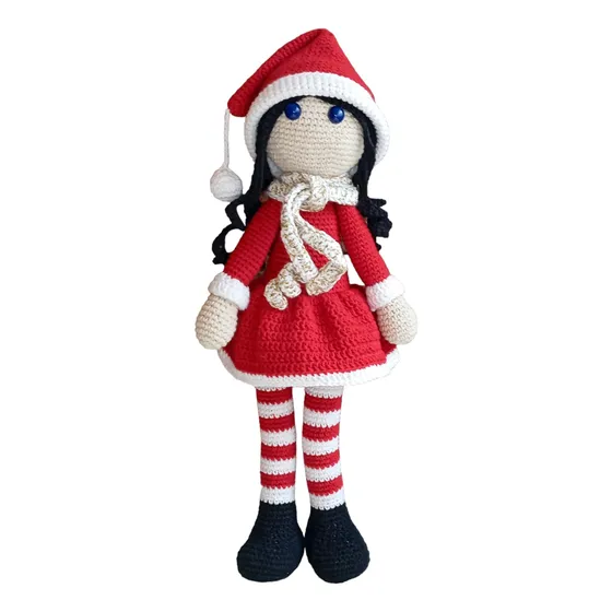 Muñeca Tejida Amigurumi Vestida De Navidad